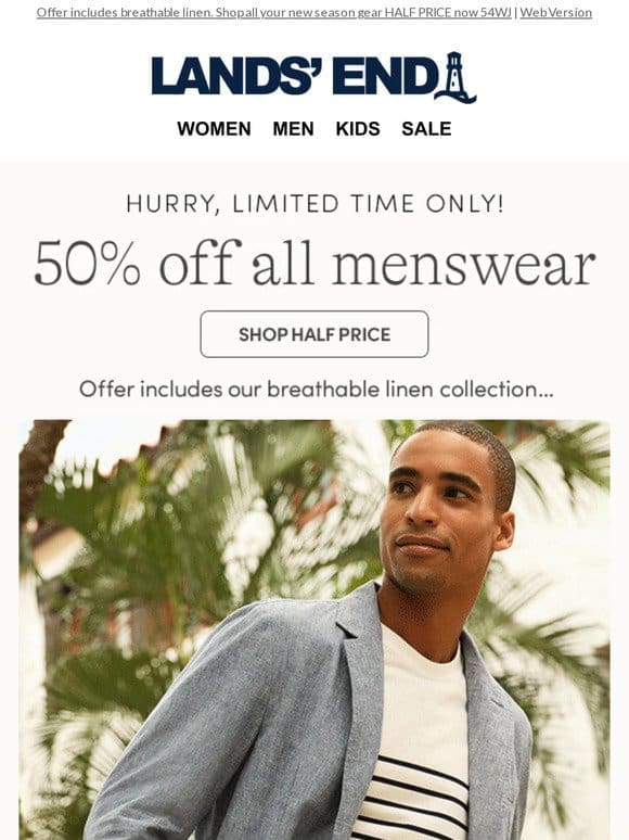 Limited time: 50% OFF ALL Menswear!