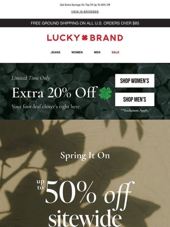 Lucky You!   Extra 20% Off Your Order