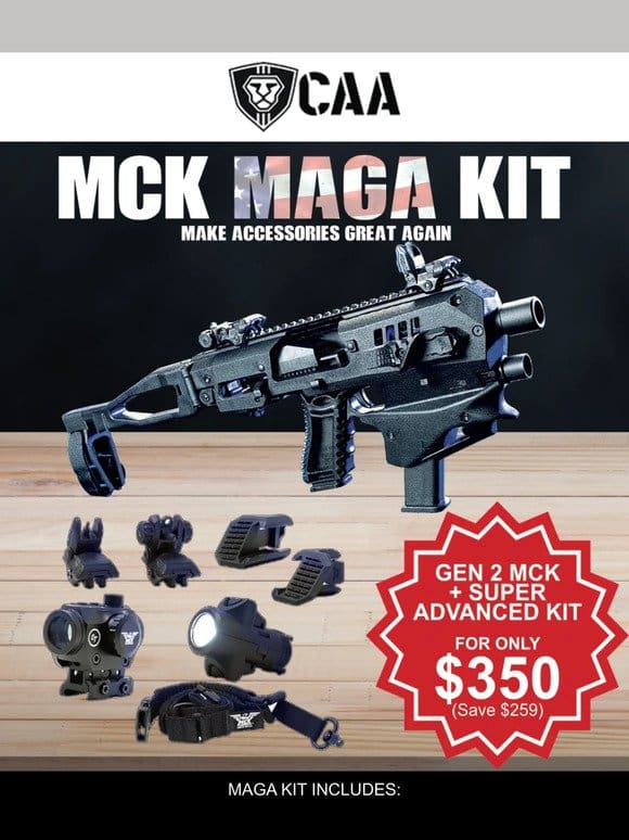 MCK MAGA KIT: MCK Gen 2 + Micro Red Dot + Advanced Kit for $350