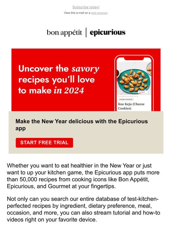 Make the New Year delicious with the Epicurious App