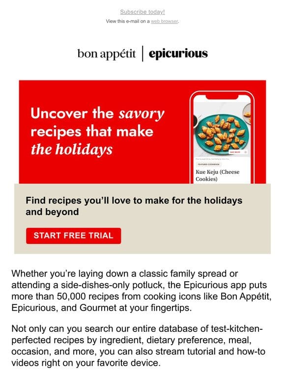 Make this Holiday season delicious with the Epicurious App