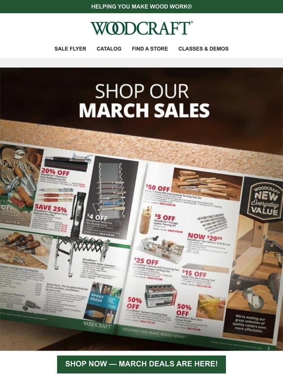 March Deals Roarin’ In! — Save on Laguna， Easy Wood Tools & More!