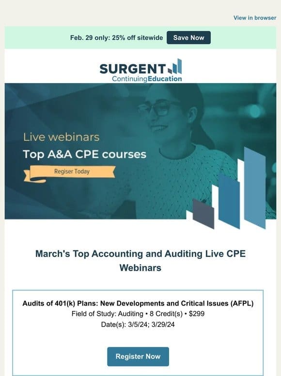 March’s top Accounting and Auditing live CPE webinars