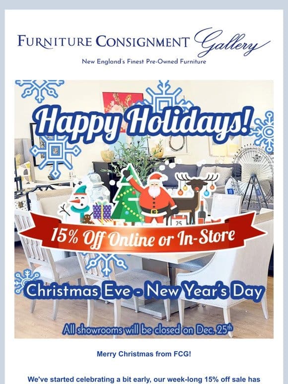 Merry Christmas! Our 15% Off Sale is Live!