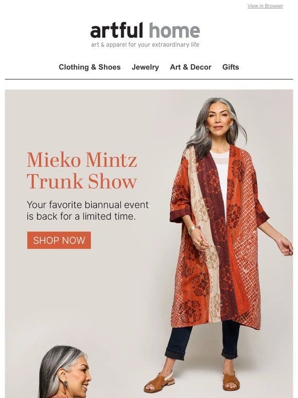 Mieko Mintz Trunk Show Starts Now!