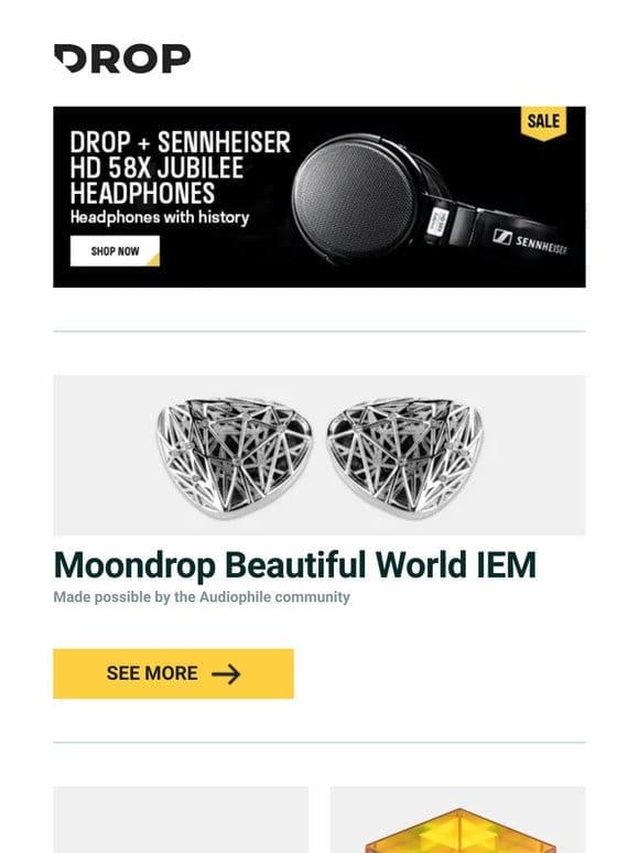 Moondrop Beautiful World IEM， Azio FOQO Pro Wireless Hot-Swappable Mechanical Keyboard， Uncommon Carry Cube Lamp and more…