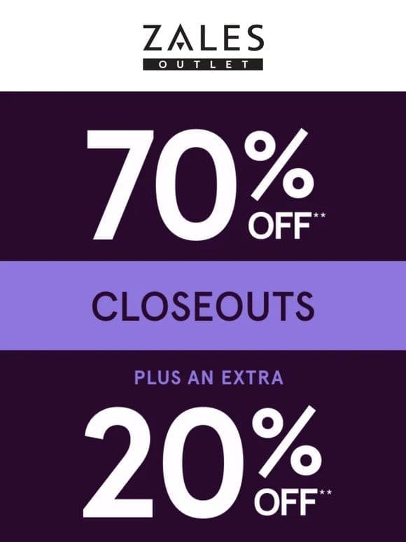 Must See: 70% Off** + Extra 20% Off** Closeouts‼️