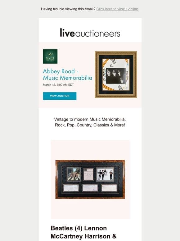 Mynt Auctions | Abbey Road – Music Memorabilia