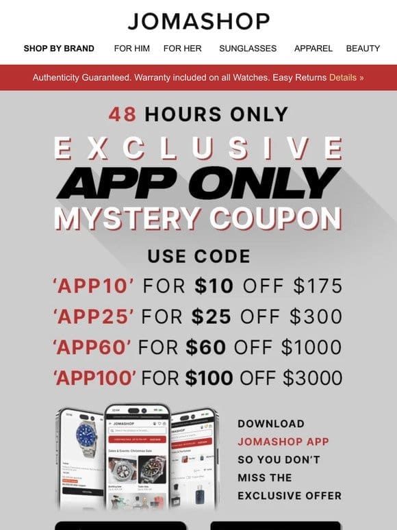 Mystery COUPONS INSIDE! 48 HOURS only!