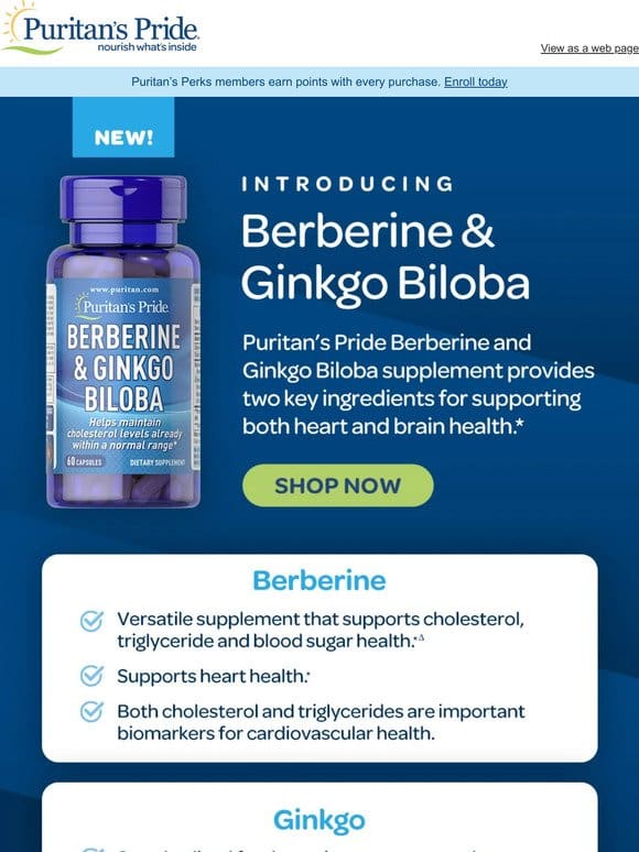 NEW: Berberine & Gingko Biloba
