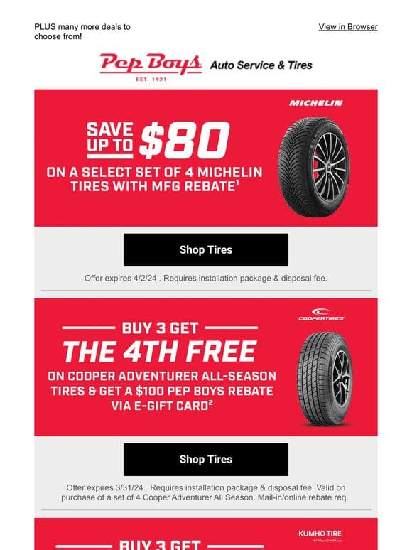 NEW OFFER  Save up to $80 on Michelin