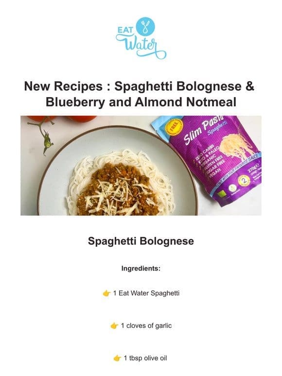 New Recipes : Spaghetti Bolognese & Blueberry and Almond Notmeal