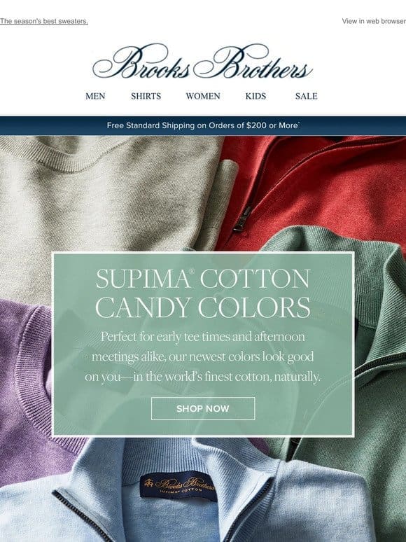 New Supima® cotton sweater shades