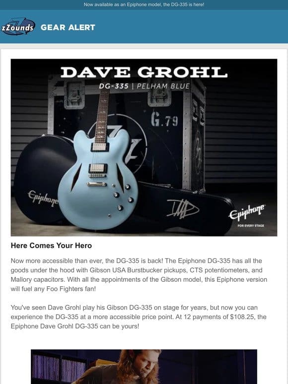 New from Epiphone: Dave Grohl DG-335