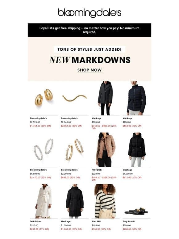 New markdowns to shop now