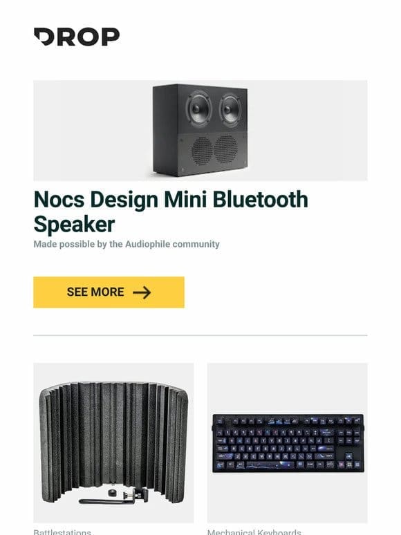 Nocs Design Mini Bluetooth Speaker， CAD Audio AS34 Acousti-Shield Stand-Mounted Enclosure， Piifox Universe Side-Legend PBT Keycap Set and more…
