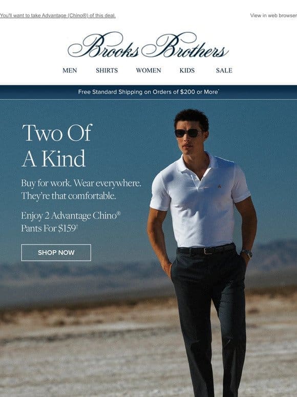 On the double…2 bestselling chinos for $159