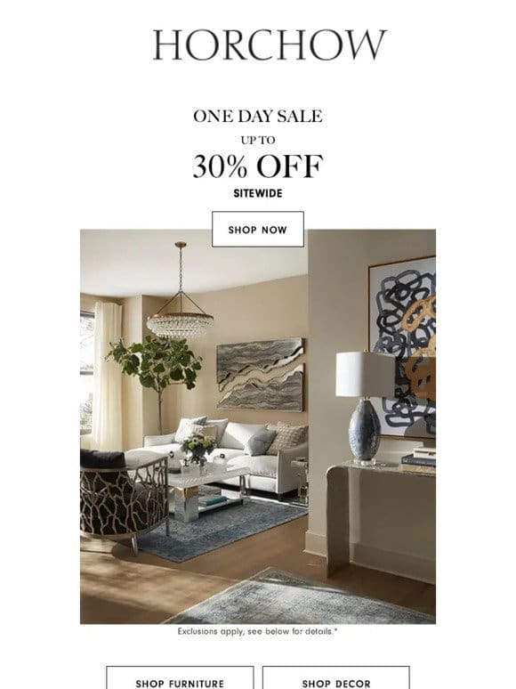 One Day Sale: Save up to 30% sitewide!