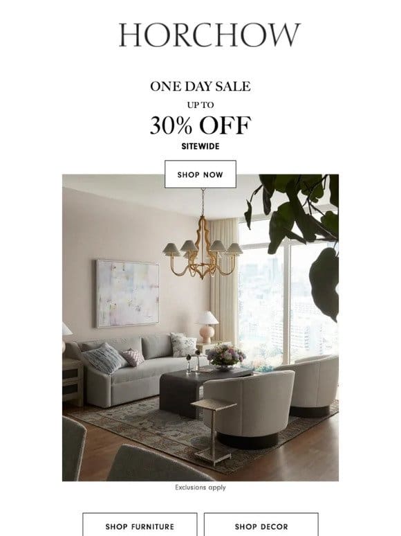 One Day Sale is happening! Hurry to save up to 30% sitewide!