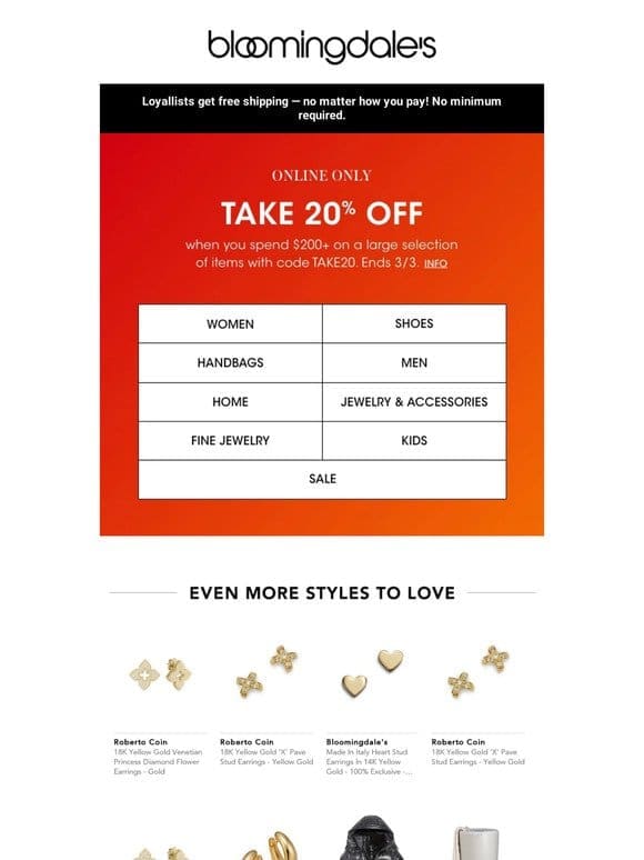 Online only: 20% off when you spend $200+