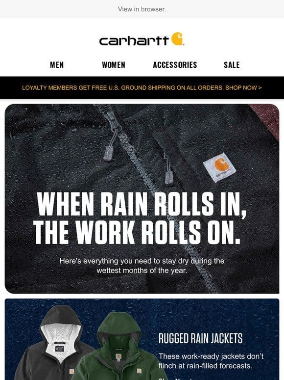 Our full line of rain-fighting gear