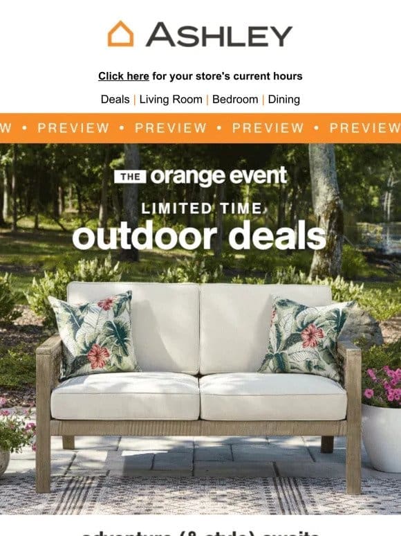 Outdoor Deals at Orange Event Preview- Shop Today!