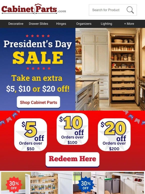 PRESIDENTS DAY SALE   4 DAYS， $5， $10， $20 OFF Promos