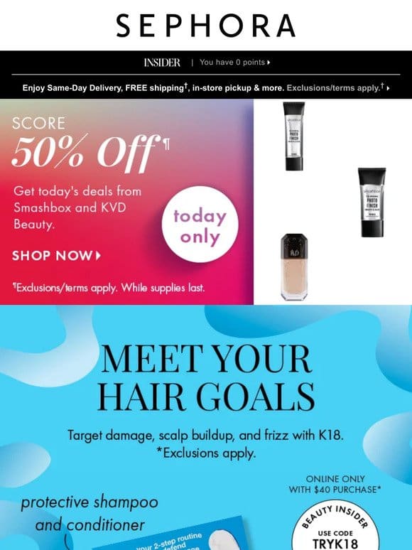 PSA: Get 50% off¶ on select must-have beauty