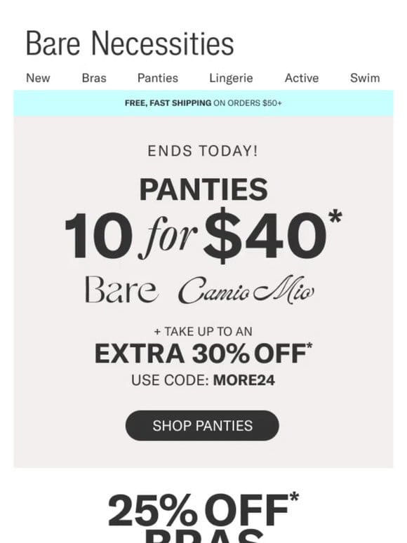 Panty Haul: 10 For $40 + Take Up To An Extra 30% Off | Ends Today