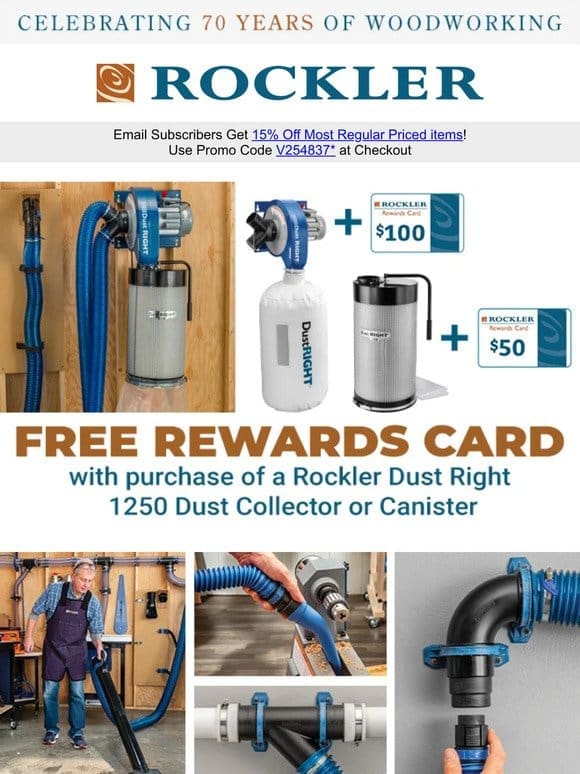 Power Up Your Rewards: Free Rewards Card with Dust Collector Purchase!
