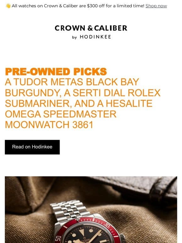 Pre-Owned Picks: A Tudor METAS Black Bay Burgundy， a Serti Dial Rolex Submariner， and a Hesalite Omega Speedmaster Moonwatch 3861