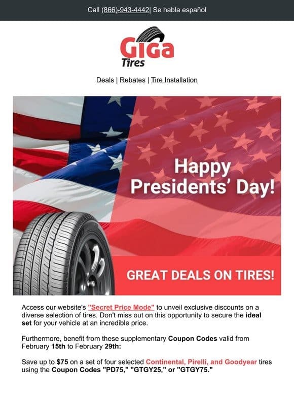 Presidential Proclamation: Save Big on Tires This Holiday!