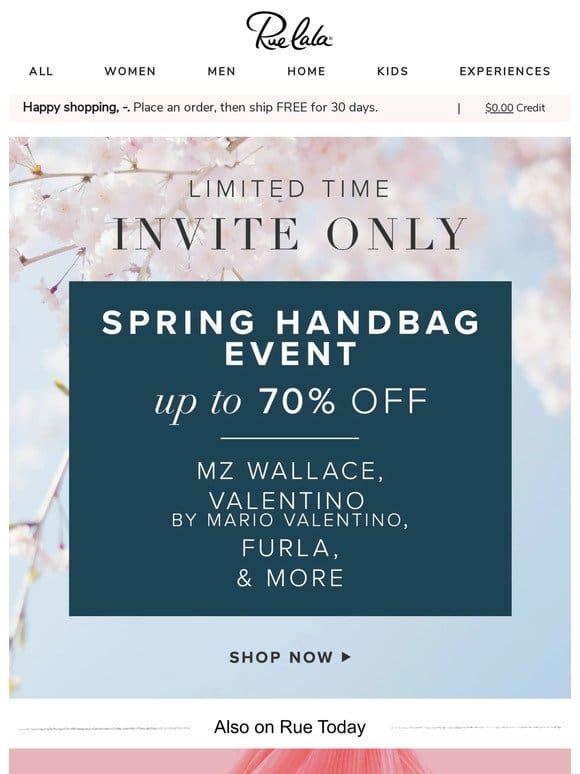Private Handbag Sale Invite， enclosed.