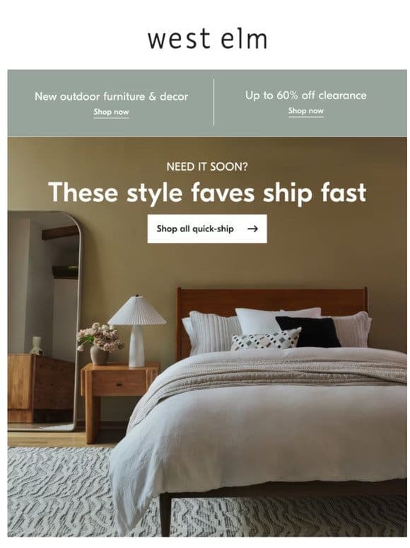 Quick-ship best sellers for every room