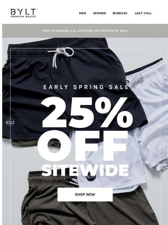 Ready， Set， Go! 25% OFF All Active Styles