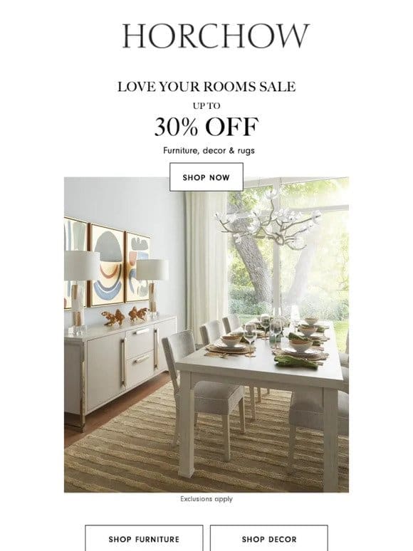 Redo your rooms & get up to 30% off furniture， decor & rugs!