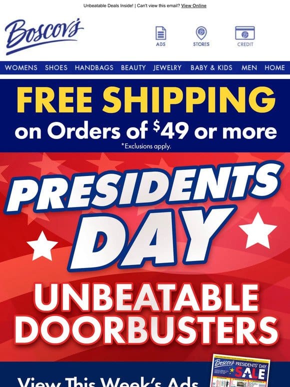 Red， White & Blue Doorbusters