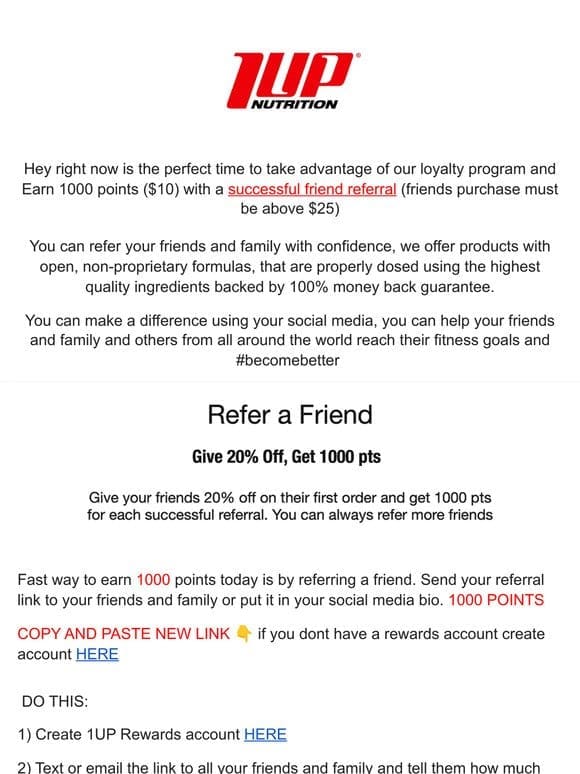 Refer – a – Friend get 1，000 Reward Points