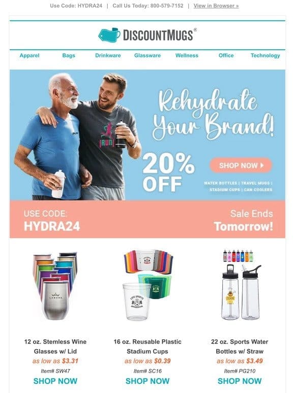 Rehydrate Your Brand With 20% Off Hydration Products