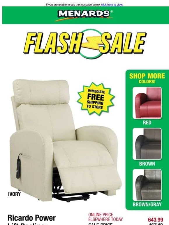 Ricardo Power Lift Recliner ONLY $149 After Rebate*!