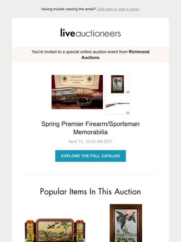 Richmond Auctions | Spring Premier Firearm/Sportsman Memorabilia