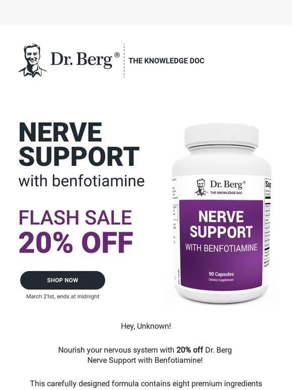 SALE ALERT!   20% off Dr. Berg Nerve Support