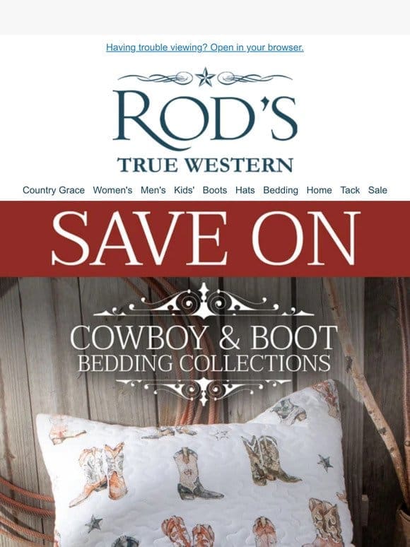 SAVE On Cowboy & Boot Bedding Collections! $100 All Sizes on Select Quilts