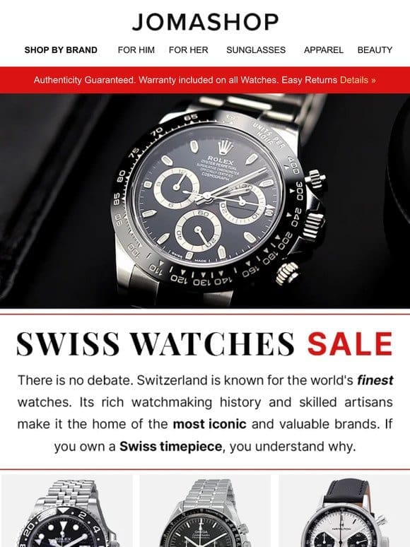 SWISS WATCHES SALE (Limited Availability)