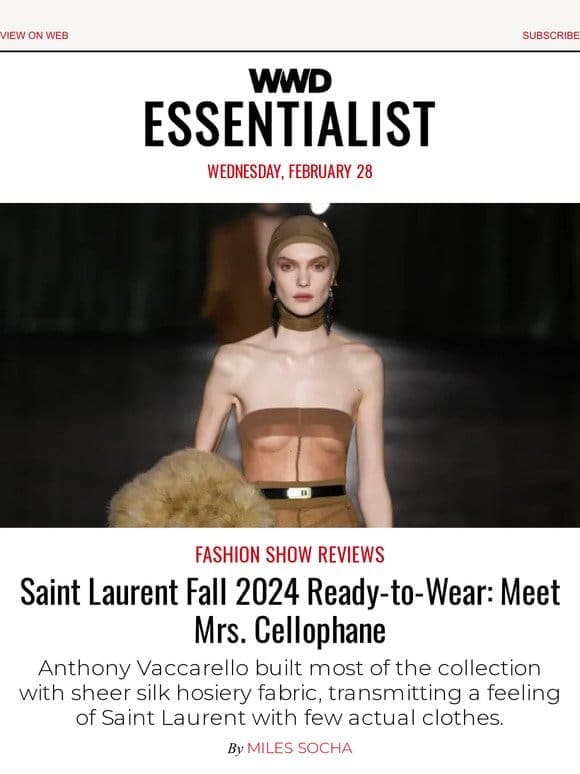 Saint Laurent Fall 2024 Ready-to-Wear: Meet Mrs. Cellophane