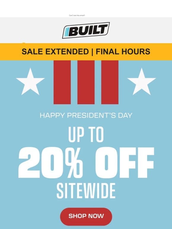 Sale Extended， final hours to get up to 20% off!