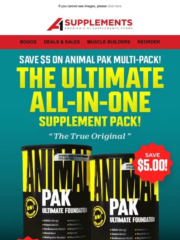 Save $5 On Animal Pak Multi-Pack!