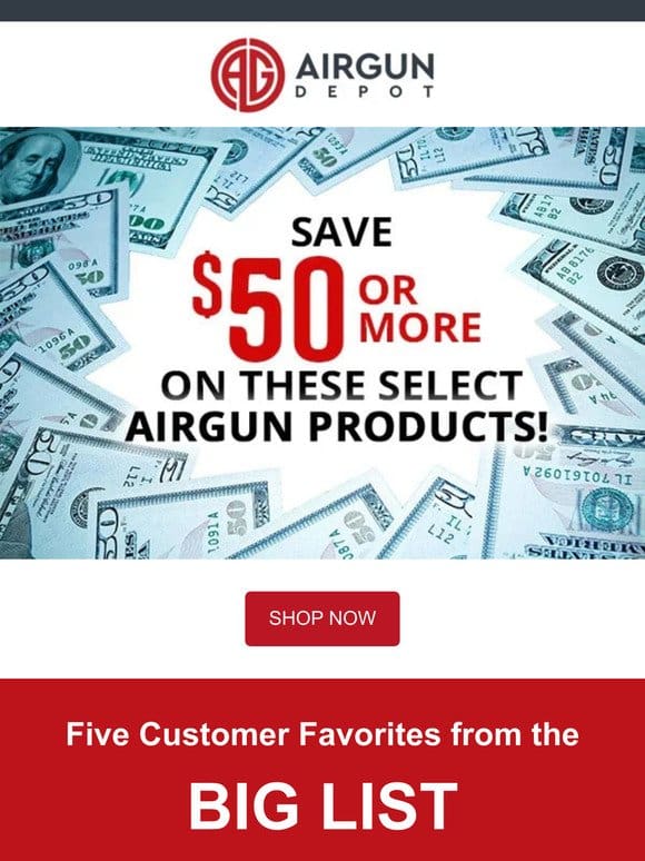 Save $50+ Off 50+ Airgun Products