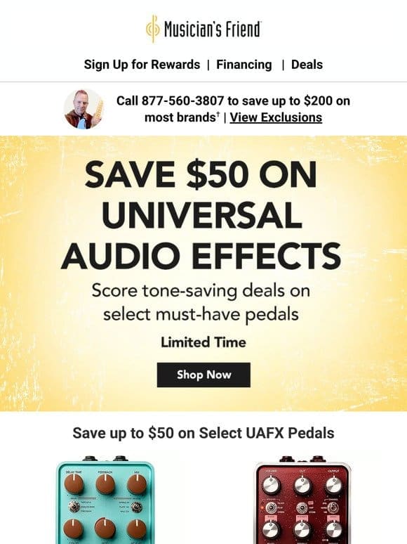 Save $50 on Universal Audio effects