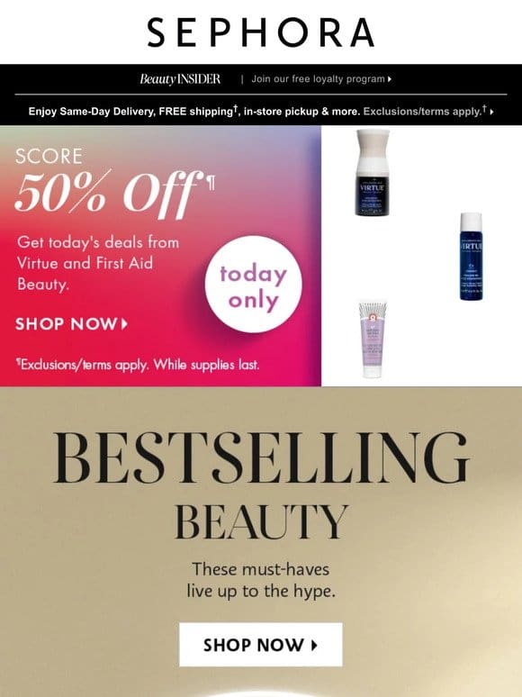 Save 50%¶ on top beauty picks